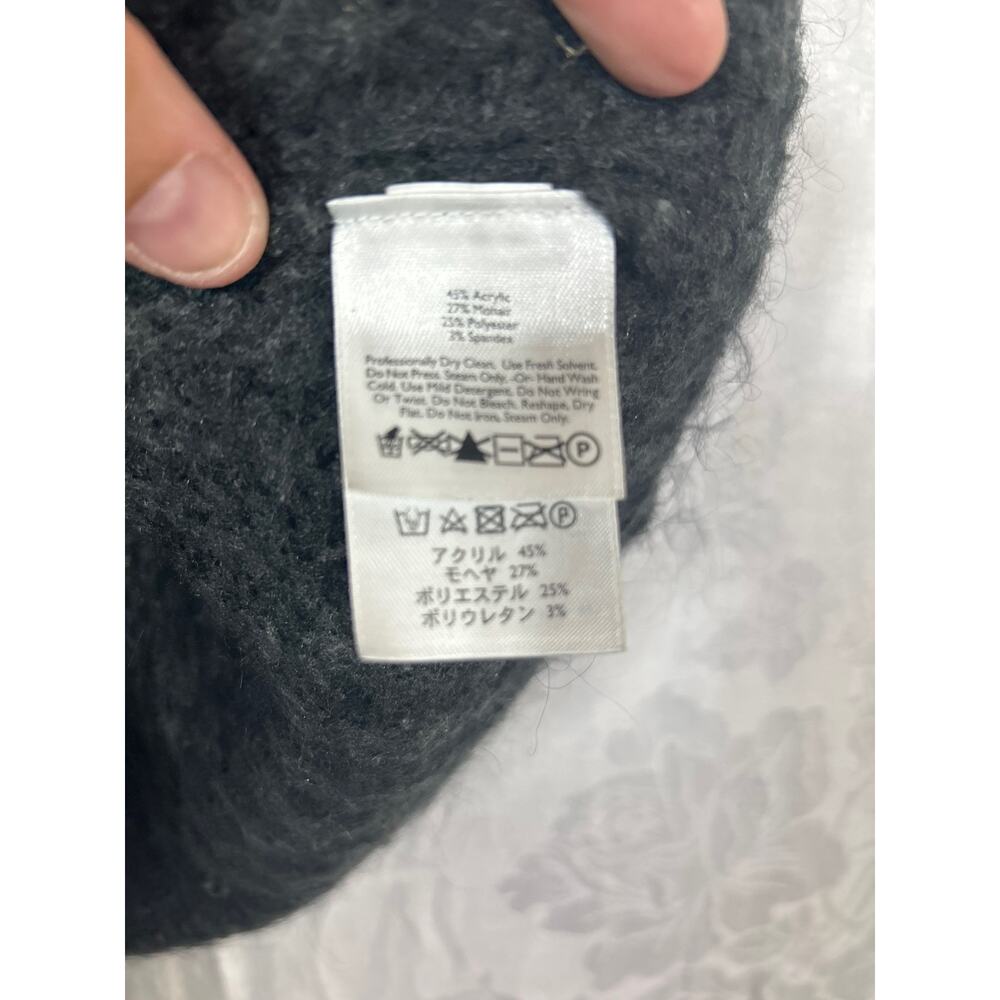Eddie Bauer Sweater Vest Small Gray Hand Knit Open Mohair Blend Chunky Long - Picture 8 of 12